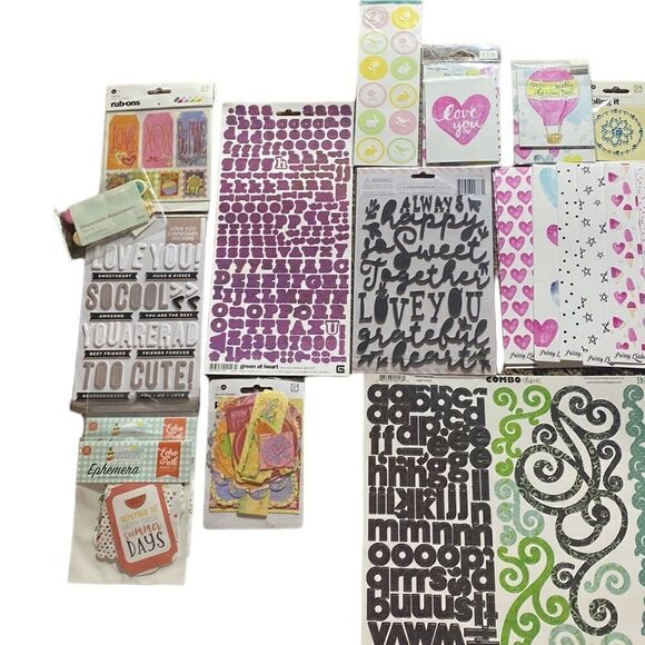 Scrapbooking papers and accessories lot pastels colorful - Picture 2 of 5